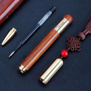 開蓋式木製黃銅單色筆-中國風可旋轉陀螺設計_4